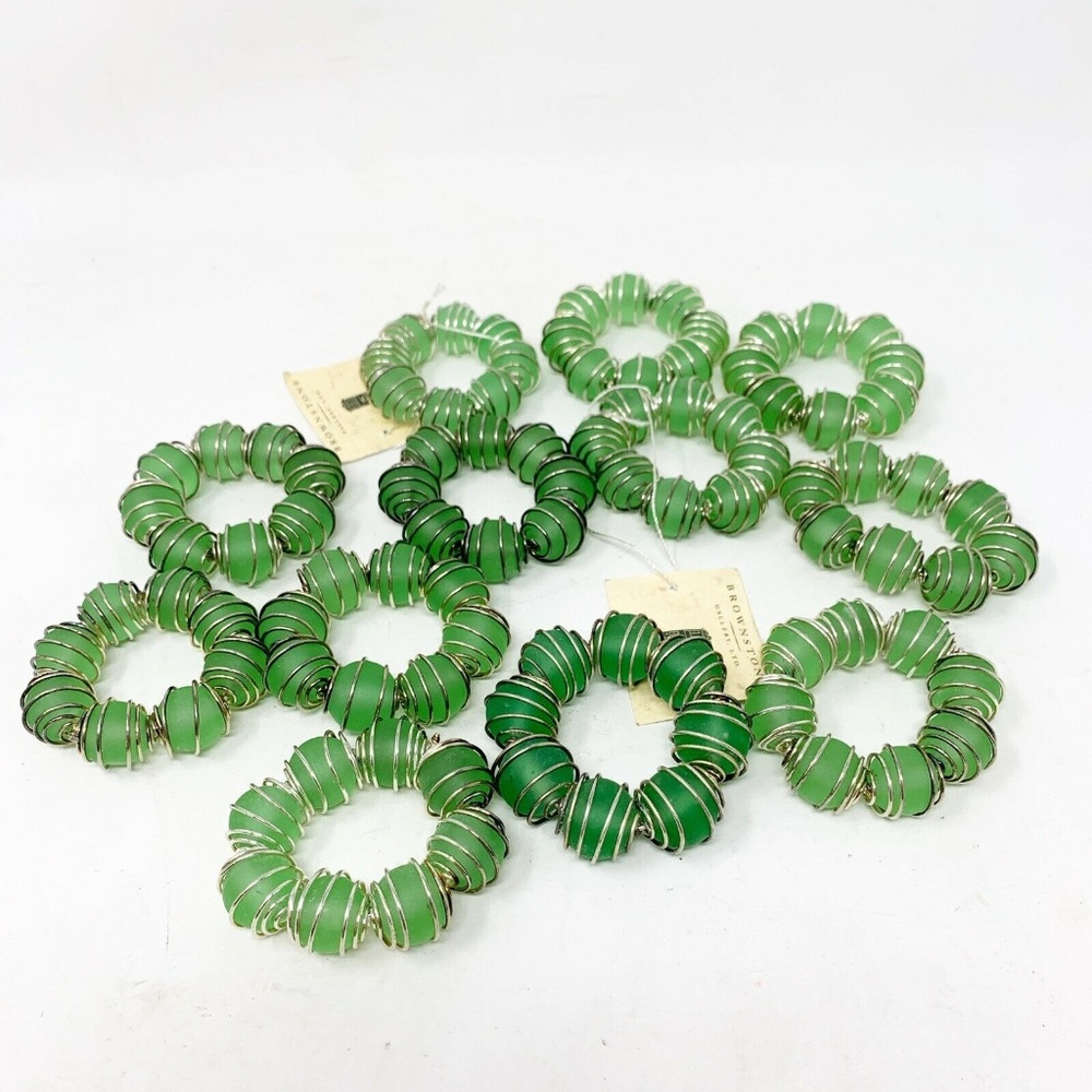 Brownstone Gallery Set of 12 Napkin Rings Green